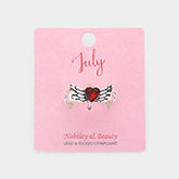 JULY - BIRTHSTONE HEART WING STRETCH RING